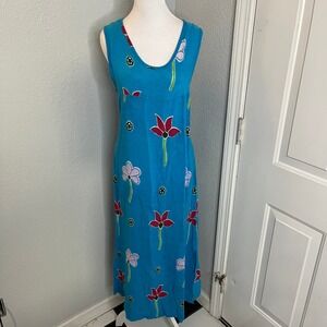 Floral Print‎ Sleeveless Midi Dress Blue Red Purple Casual Summer